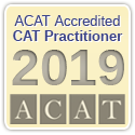 Grey version of ACAT Accredited CAT Practitioner Badge relevant to October 2018 to October 2019